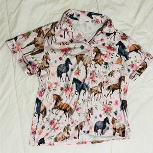 Horse Print Short Sleeve Shirt pajama sleepwear